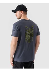 4f - 4F T-shirt regular z nadrukiem męski - szary M. Okazja: na co dzień. Kolor: szary. Materiał: dzianina, jersey, bawełna. Długość rękawa: krótki rękaw. Długość: krótkie. Wzór: nadruk. Styl: casual, klasyczny, sportowy #1
