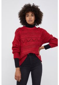Pepe Jeans - Sweter Megan. Kolor: czerwony. Materiał: dzianina. Długość rękawa: długi rękaw. Długość: długie. Wzór: ze splotem #3