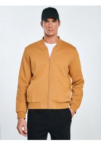 Big-Star - Bluza męska bomber jasnobrązowa Wladorb 803. Okazja: na spacer. Typ kołnierza: kołnierzyk stójkowy. Kolor: brązowy. Materiał: tkanina, materiał, dzianina. Wzór: nadruk. Styl: klasyczny, sportowy