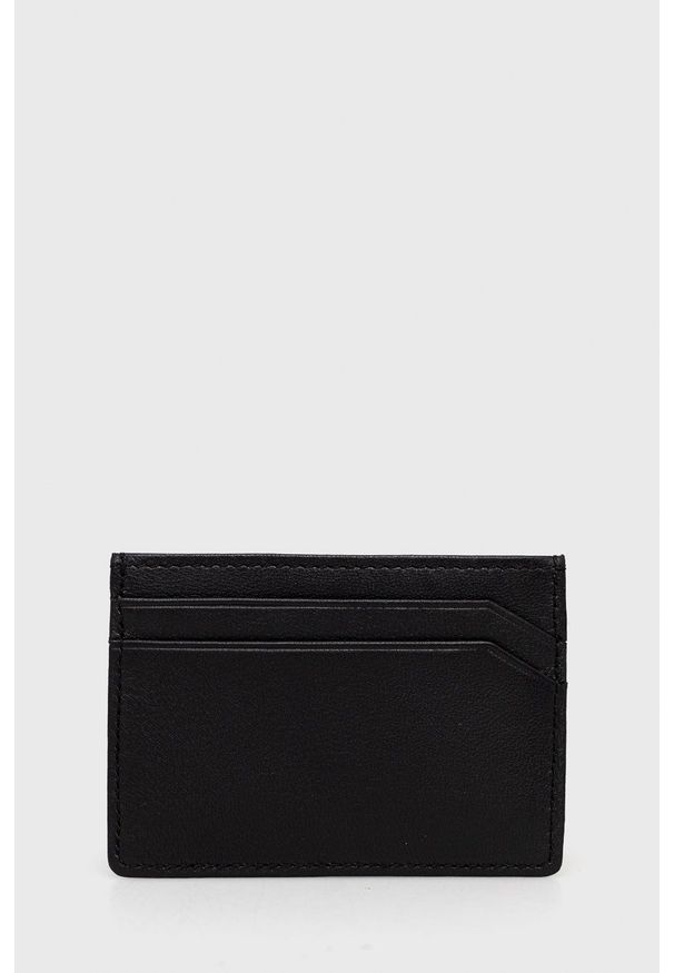 Hugo - HUGO etui na karty skórzane męski kolor czarny. Kolor: czarny. Materiał: skóra. Wzór: gładki
