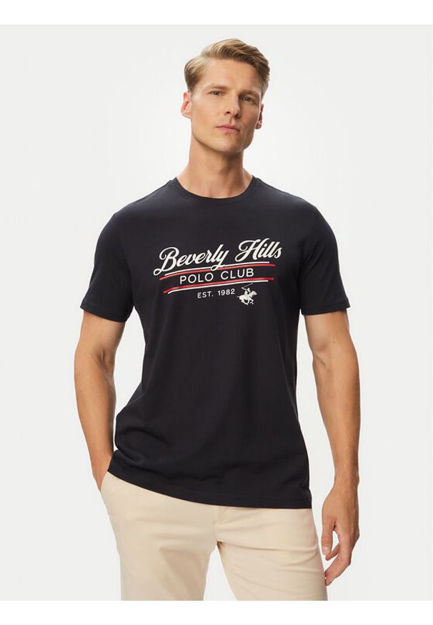 Beverly Hills Polo Club T-Shirt P-SS26M-TS1302 Granatowy Regular Fit. Typ kołnierza: polo. Kolor: niebieski. Materiał: bawełna