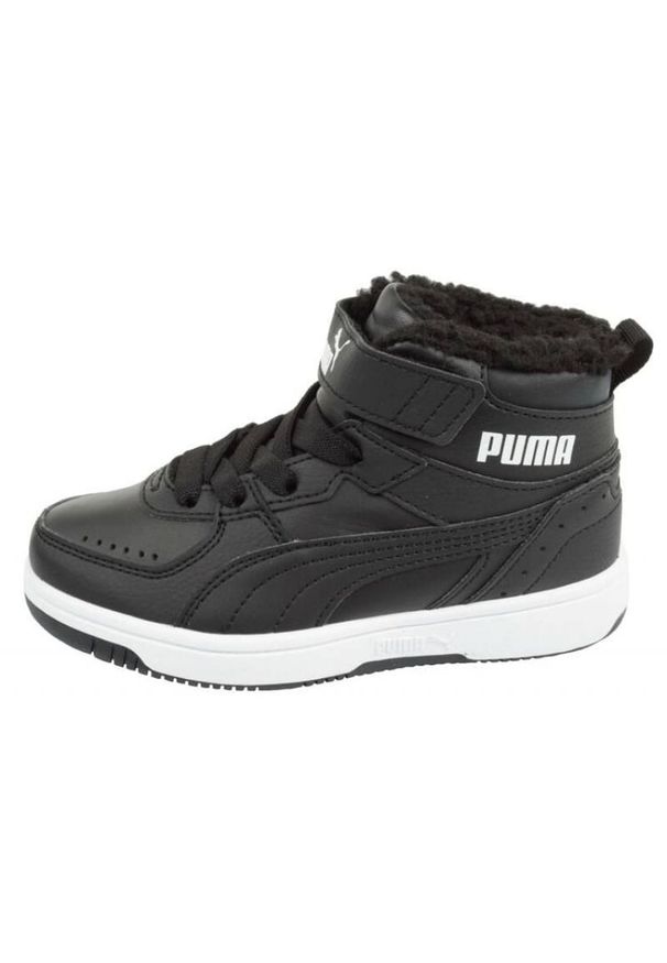 Buty Puma Rebound Joy Jr 37547 901 czarne. Zapięcie: rzepy. Kolor: czarny. Materiał: materiał, futro, skóra ekologiczna. Szerokość cholewki: normalna