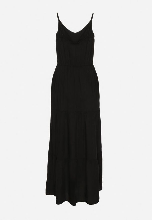 Born2be - Czarna Wiskozowa Sukienka o Rozkloszowanym Kroju na Ramiączkach Flenore. Okazja: na co dzień, na spacer. Kolor: czarny. Materiał: wiskoza. Długość rękawa: na ramiączkach. Sezon: lato. Typ sukienki: rozkloszowane. Styl: casual, elegancki