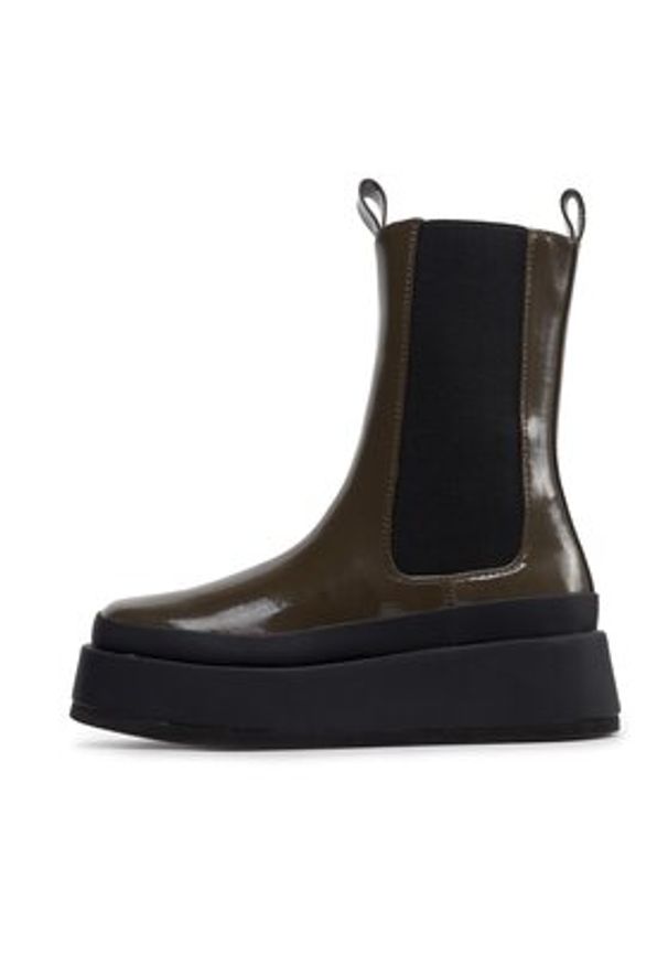 DeeZee Botki ZALY21025-8 Zielony. Kolor: zielony. Materiał: skóra