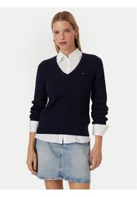 TOMMY HILFIGER - Tommy Hilfiger Sweter WW0WW44987 Granatowy Regular Fit. Kolor: niebieski. Materiał: bawełna #1