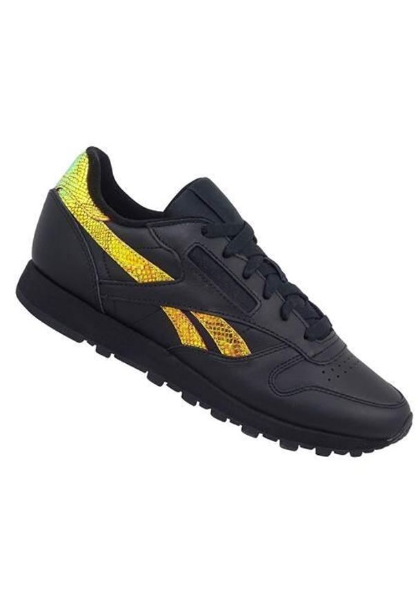 Buty do chodzenia damskie Reebok Classic Leather. Zapięcie: sznurówki. Kolor: żółty, wielokolorowy, czarny. Materiał: tkanina, materiał, skóra, syntetyk. Szerokość cholewki: normalna. Model: Reebok Classic. Sport: turystyka piesza