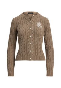 Lauren Ralph Lauren - LAUREN RALPH LAUREN Kardigan 200932225012 Brązowy Slim Fit. Kolor: brązowy. Materiał: bawełna