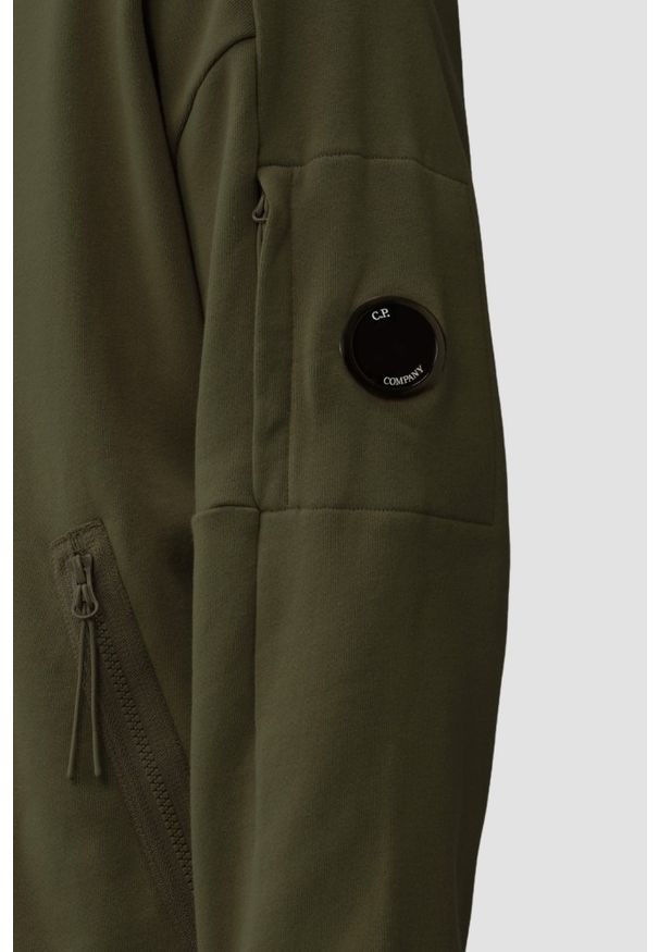 C.P. Company - C.P. COMPANY Zielona rozpinana bluza męska Hooded Open, Rozmiar XL. Okazja: na co dzień. Kolor: zielony. Materiał: bawełna. Styl: casual
