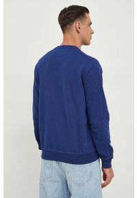 Guess bluza męska kolor granatowy z nadrukiem. Kolor: niebieski. Materiał: bawełna, prążkowany. Wzór: nadruk #5