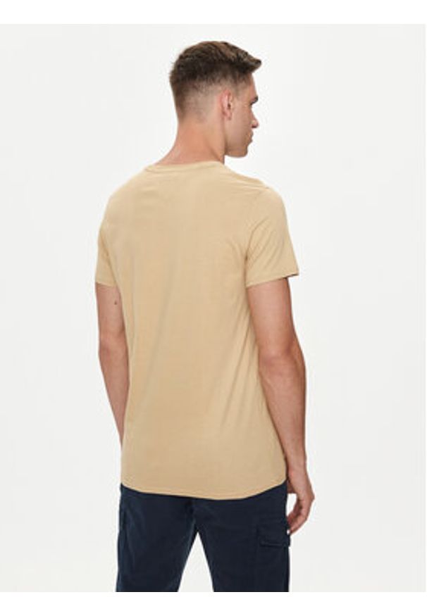 Tommy Jeans T-Shirt DM0DM04411 Beżowy Slim Fit. Kolor: beżowy. Materiał: bawełna
