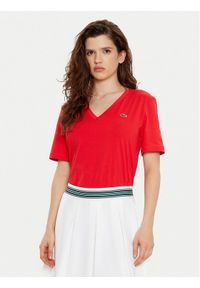 Lacoste T-Shirt TF7300 Czerwony Regular Fit. Kolor: czerwony. Materiał: bawełna