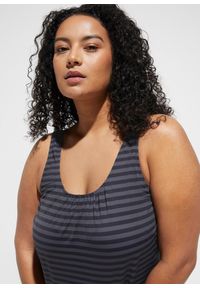 bonprix - Tankini oversize (2 części). Kolor: czarny. Długość rękawa: na ramiączkach. Wzór: paski