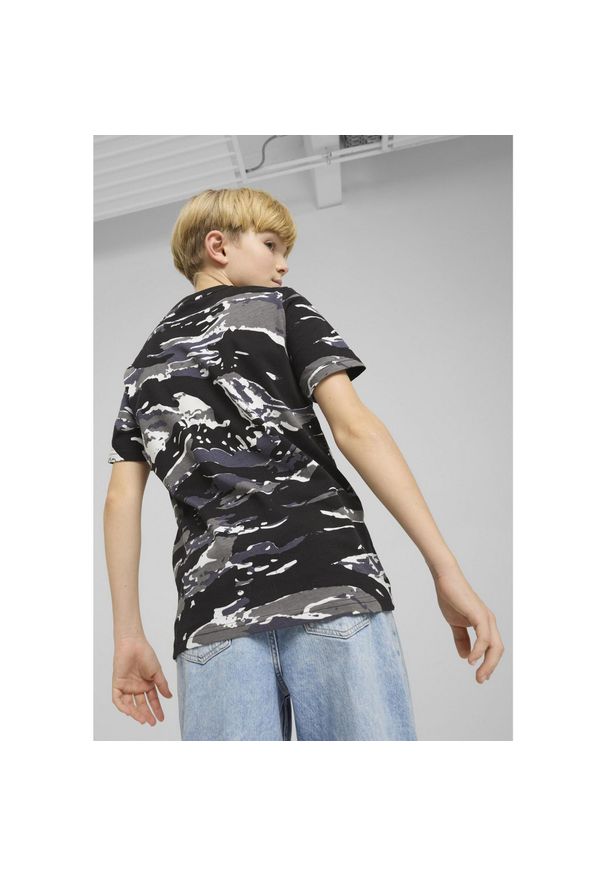 Puma - Młodzieżowa koszulka Essentials Camo PUMA Black. Kolor: czarny. Wzór: nadruk, moro