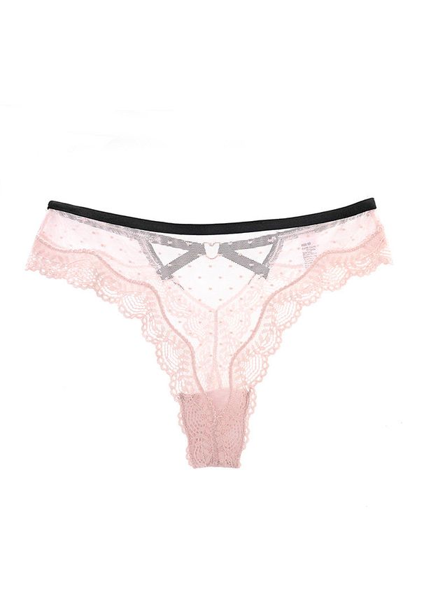 Intica - Majtki koronkowe damskie z ażurowym wzorem Corin. Kolor: różowy. Materiał: koronka. Wzór: ażurowy