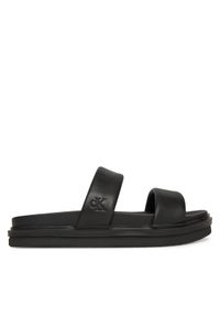 Calvin Klein Jeans Klapki Flat Molded Doublebar Sandal Lth YM0YM01226 Czarny. Kolor: czarny. Materiał: skóra