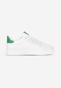 Born2be - Biało-Zielone Sneakersy z Małymi Wstawkami na Języku i Zapiętku Deneld. Kolor: biały #5