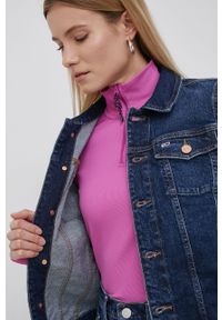 Tommy Jeans Kurtka jeansowa damska kolor granatowy przejściowa. Okazja: na co dzień. Kolor: niebieski. Styl: casual