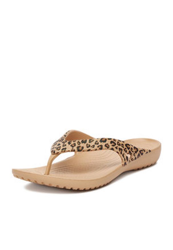 Crocs Japonki KADEE II LEOPARD FLIP W 206398-98R Beżowy. Kolor: beżowy
