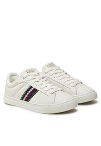 TOMMY HILFIGER - Tommy Hilfiger Sneakersy Icon Court Sneakers Stripes FW0FW08110 Biały. Kolor: biały. Materiał: skóra #3