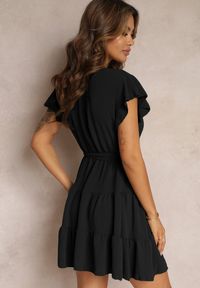 Renee - Czarna Sukienka z Paskiem Phaedrialla. Kolor: czarny. Materiał: materiał, tkanina. Długość rękawa: krótki rękaw. Długość: mini #5