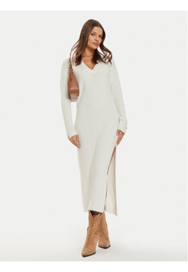 Liu Jo Sukienka dzianinowa WF4532 MA57P Écru Regular Fit. Materiał: syntetyk