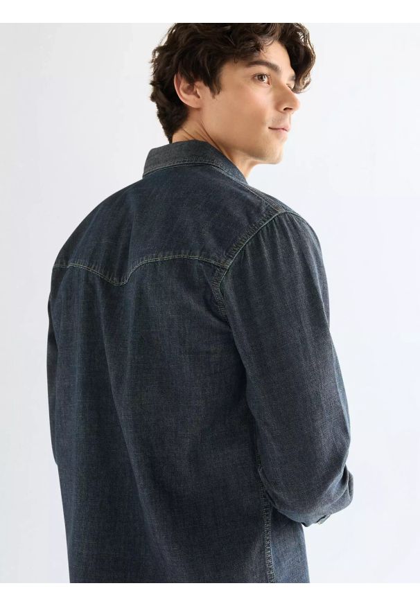 Wrangler - MĘSKA KOSZULA JEANSOWA WRANGLER WESTERN SHIRT CANYON 112378473. Materiał: jeans