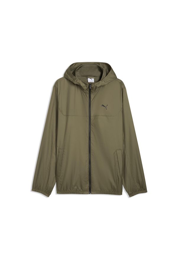 Puma - Męska Wiatrówka o standardowym kroju Essentials PUMA. Kolor: zielony. Materiał: guma. Wzór: nadruk. Sport: bieganie