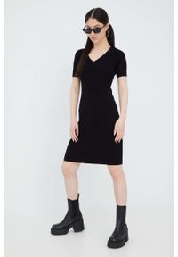 JDY sukienka kolor czarny mini dopasowana. Kolor: czarny. Materiał: dzianina. Typ sukienki: dopasowane. Długość: mini #2