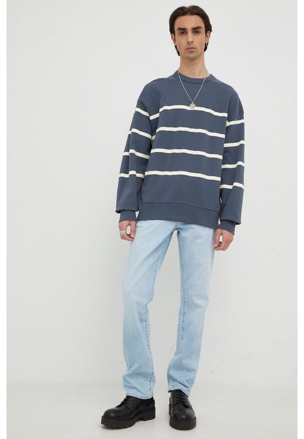 G-Star RAW - G-Star Raw bluza bawełniana męska z nadrukiem. Kolor: niebieski. Materiał: bawełna. Wzór: nadruk