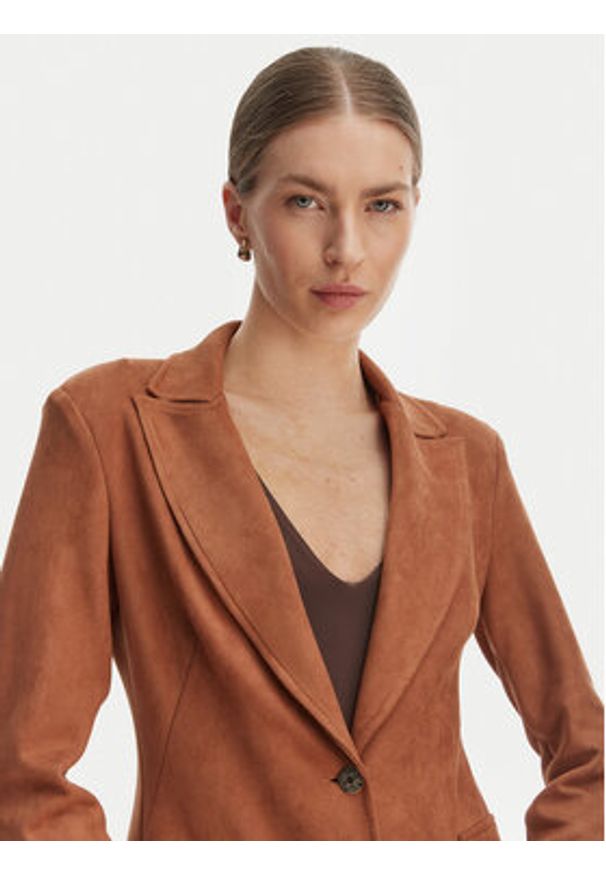 Rinascimento Marynarka CFC0127916003 Brązowy Regular Fit. Kolor: brązowy. Materiał: skóra