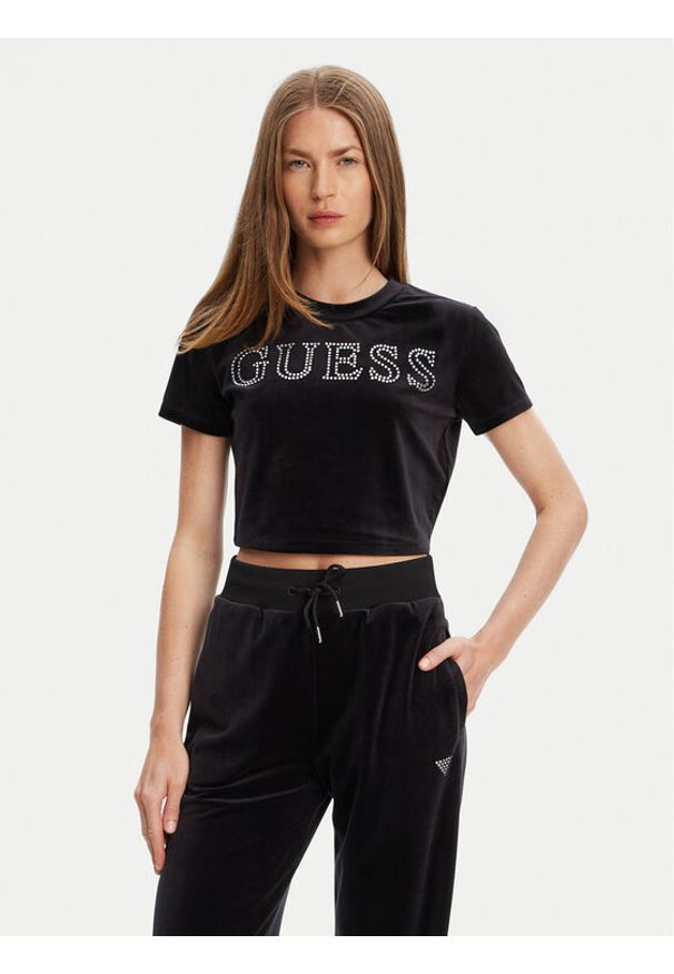 Guess Bluzka V3BI01 K0232 Czarny Regular Fit. Kolor: czarny. Materiał: syntetyk
