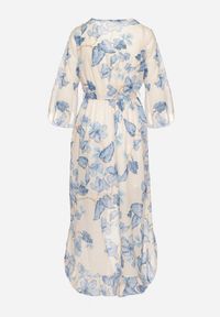 Born2be - Niebieska Bawełniana Sukienka Kopertowa o Asymetrycznym Kroju z Wiązanym Paskiem Niteira. Okazja: na co dzień, na randkę. Typ kołnierza: dekolt w kształcie V. Kolor: niebieski. Materiał: bawełna. Typ sukienki: asymetryczne, kopertowe. Styl: casual #6