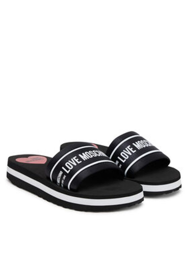 Love Moschino - LOVE MOSCHINO Klapki JA28334G0MIX6000 Czarny. Kolor: czarny. Materiał: materiał