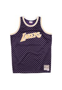 Mitchell & Ness - Jersey Los Angeles Lakers checked b&r. Kolor: fioletowy, wielokolorowy, czarny. Materiał: jersey. Sport: koszykówka #1