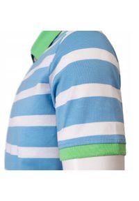 Męska Koszulka Polo - Pako Jeans - Biało-Niebieska w Paski. Okazja: na co dzień. Typ kołnierza: polo. Kolor: niebieski. Materiał: bawełna. Wzór: prążki, paski. Styl: casual #3