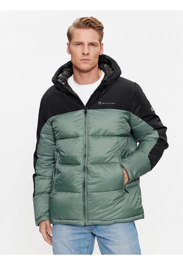 Champion Kurtka przejściowa Hooded Jacket 219190 Zielony Regular Fit. Kolor: zielony. Materiał: syntetyk