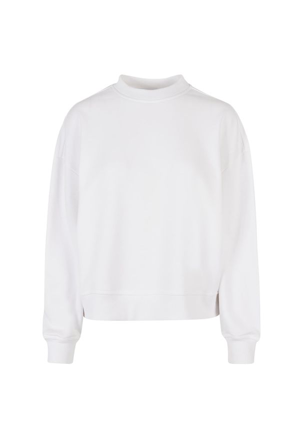 BUILD YOUR BRAND - Bluza Damska Dekolt W Szpic Oversized. Kolor: biały