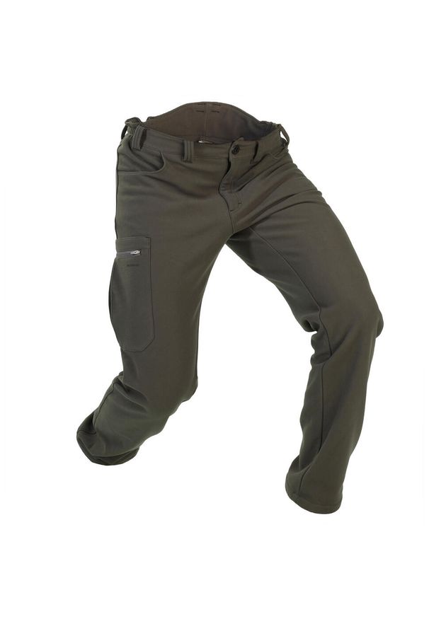 SOLOGNAC - Spodnie myśliwskie Solognac 100 polarowe. Kolor: wielokolorowy, brązowy, zielony. Materiał: poliester, materiał. Sport: outdoor