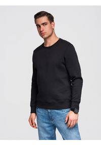 Ombre Clothing - Bluza męska dresowa BASIC z okrągłym dekoltem OM-SSBN-0271 -. Okazja: na co dzień, na spotkanie biznesowe, do pracy. Kolor: czarny. Materiał: dresówka. Wzór: jednolity, gładki, aplikacja. Styl: biznesowy, casual, klasyczny