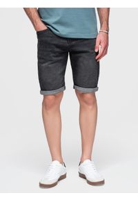 Ombre Clothing - Szorty jeansowe męskie z podwiniętą nogawką - czarne V3 - Rozmiar: M. Kolor: czarny. Materiał: jeans. Długość: krótkie. Sezon: lato. Styl: klasyczny