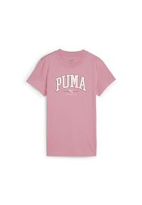 Puma - Damska koszulka z nadrukiem PUMA SQUAD PUMA Mauved Out Pink. Kolor: różowy. Wzór: nadruk. Sport: joga i pilates
