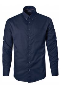 Delikatnie Taliowana Koszula Weekendowa - Pako Jeans - Granatowa. Okazja: na co dzień. Kolor: niebieski. Materiał: bawełna. Styl: casual