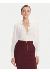 Elisabetta Franchi Bluza CA-133-57E2-V400 Biały Regular Fit. Kolor: biały. Materiał: syntetyk