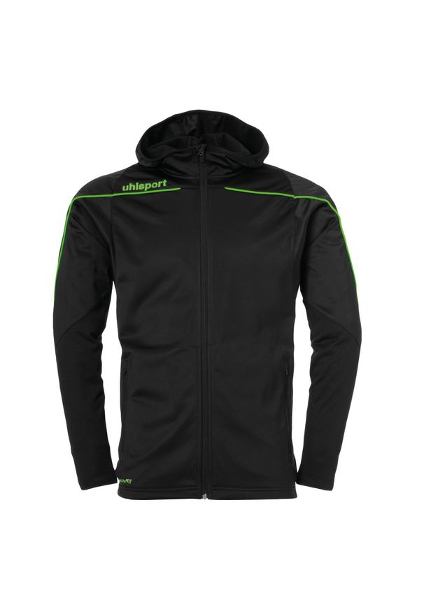 UHLSPORT - Kurtka dziecięca z kapturem Uhlsport Stream 22. Typ kołnierza: kaptur. Kolor: czarny, zielony, wielokolorowy. Materiał: dresówka. Sport: fitness, piłka nożna