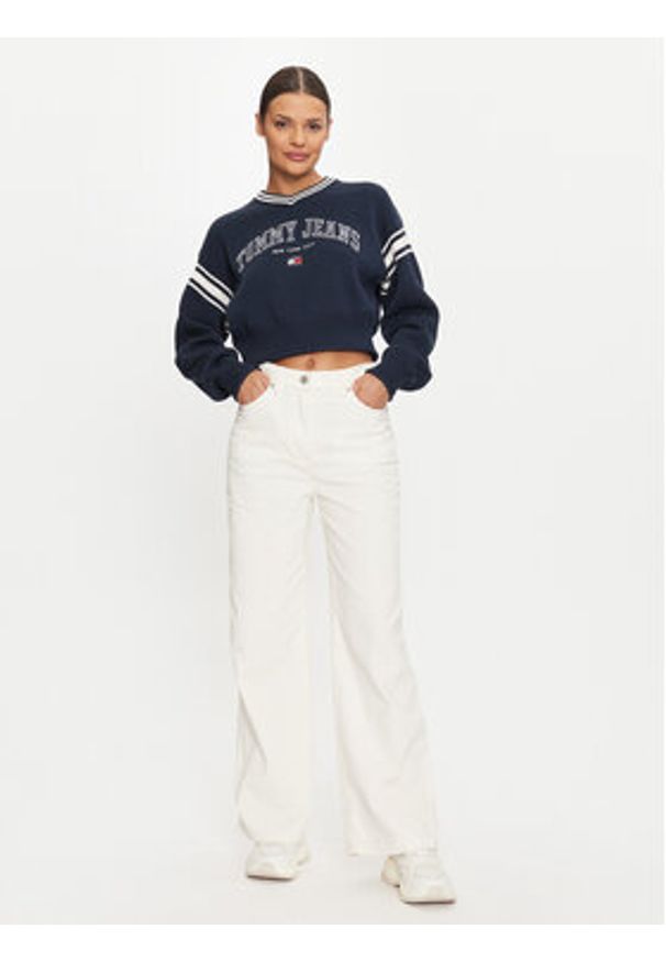 Tommy Jeans Sweter Varsity DW0DW18692 Granatowy Relaxed Fit. Kolor: niebieski. Materiał: bawełna