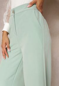 Renee - Jasnozielone Spodnie Szerokie Laodaleia. Stan: podwyższony. Kolor: zielony. Materiał: tkanina. Długość: długie. Wzór: gładki. Styl: elegancki