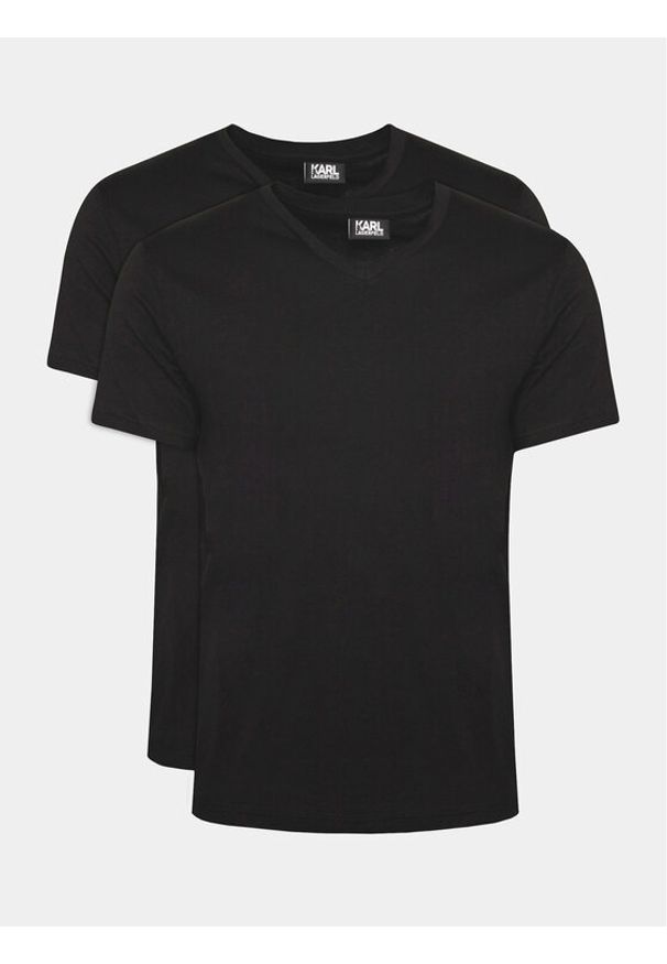Karl Lagerfeld - KARL LAGERFELD Komplet t-shirtów 765001 500298 Czarny Slim Fit. Typ kołnierza: dekolt w karo. Kolor: czarny. Materiał: bawełna