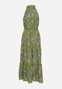 Born2be - Zielona Rozkloszowana Sukienka z Gumkami w Talii Wiązana przy Dekolcie Vrisa. Okazja: na co dzień. Typ kołnierza: dekolt w kształcie V. Kolor: zielony. Sezon: lato. Typ sukienki: rozkloszowane. Styl: casual, elegancki #7