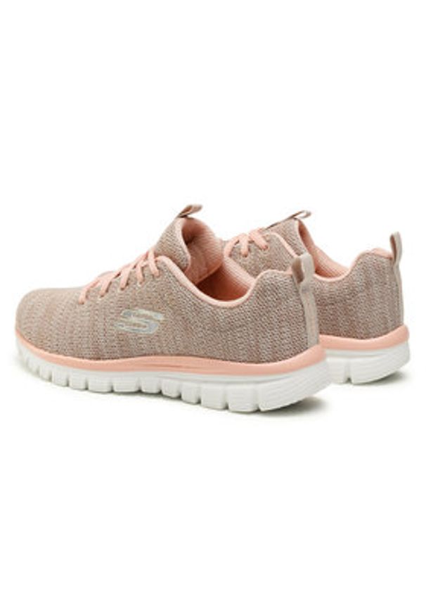 skechers - Skechers Sneakersy Twisted Fortune 12614/NTCL Beżowy. Kolor: beżowy. Materiał: materiał