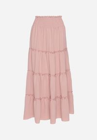 Born2be - Różowa Spódnica o Rozkloszowanym Kroju z Falbankami i Gumką w Talii Dovinala. Okazja: na co dzień. Kolor: różowy. Styl: klasyczny, elegancki, casual #5